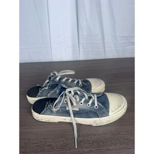 Balenciaga Paris Denim Mule Sneakers EUR 42 Distressed Slip-On Trainer Shoes